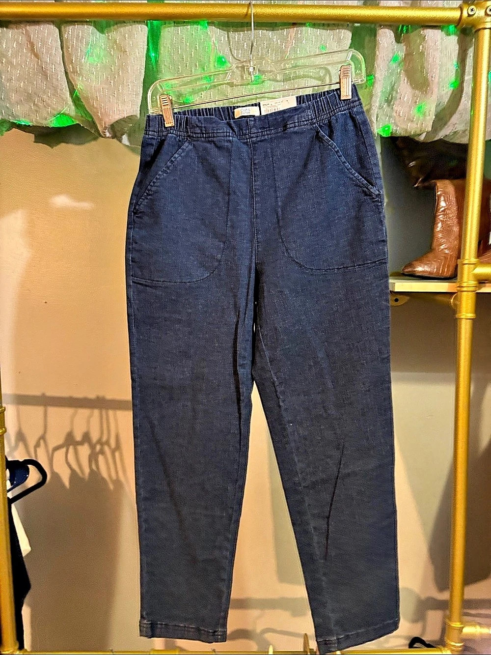 Croft & Barrow The Classic Pull-On Jean Straight Leg Blue Jeans Waist 10P
